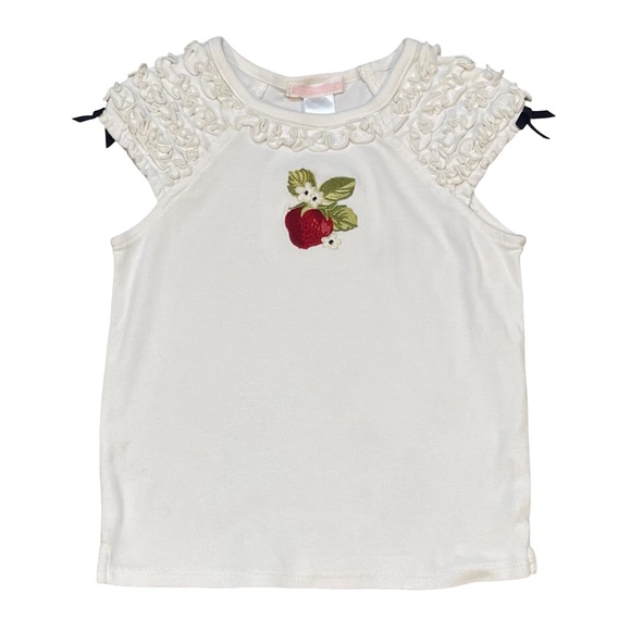 Janie and Jack Other - Janie and Jack Strawberry Sweet White Kids Shirt with Floral Embroidery 4T
